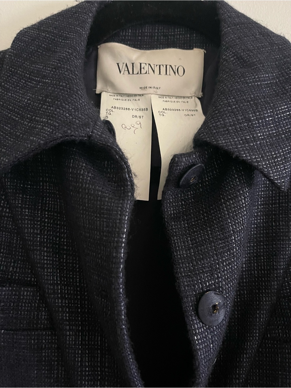 Authentic Valentino Dark Navy Tweed Blazer Jacket